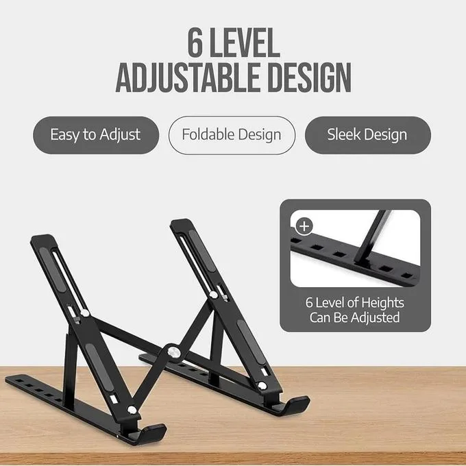 6-Level Adjustable Foldable Laptop Stand - Portable Ergonomic Laptop Riser with Cooling Design