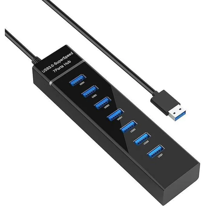7 Port USB Hub 3.0,USB Data Hub Splitter for PS4, PS5,Xbox one, MacBook, Mac Pro/Mini, iMac, XPS, Surface Pro, iPhone, iPad, Galaxy Series, Mobile HDD