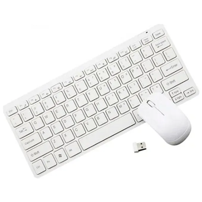 Ultra-Slim 2.4GHz Wireless Mini Keyboard & Optical Mouse Combo - White