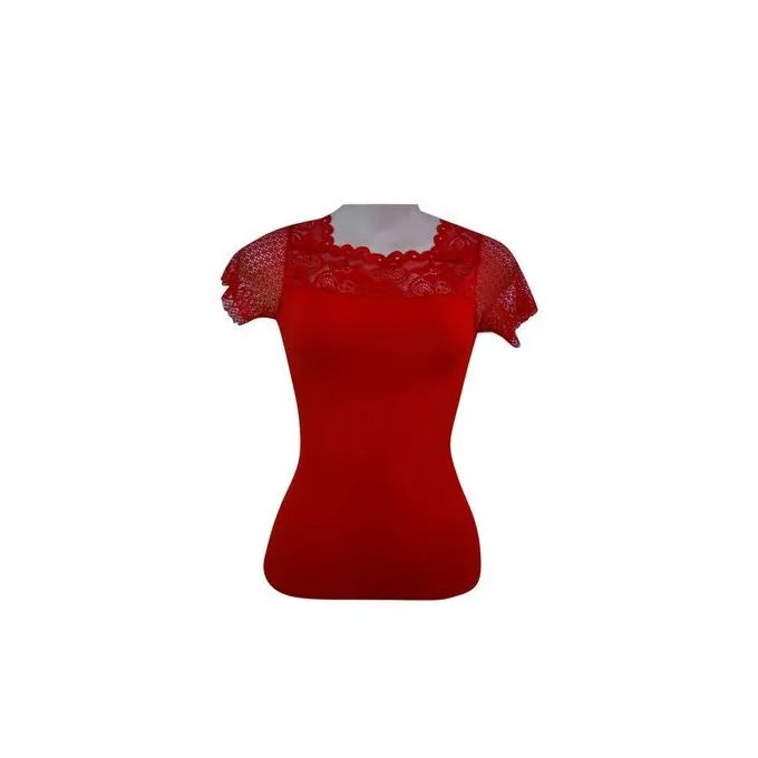 Women's Stretch Casual Blouse Smart Everyday Top - Red - Smart-Casual Top for Work, Outings, Events & Daily Wear