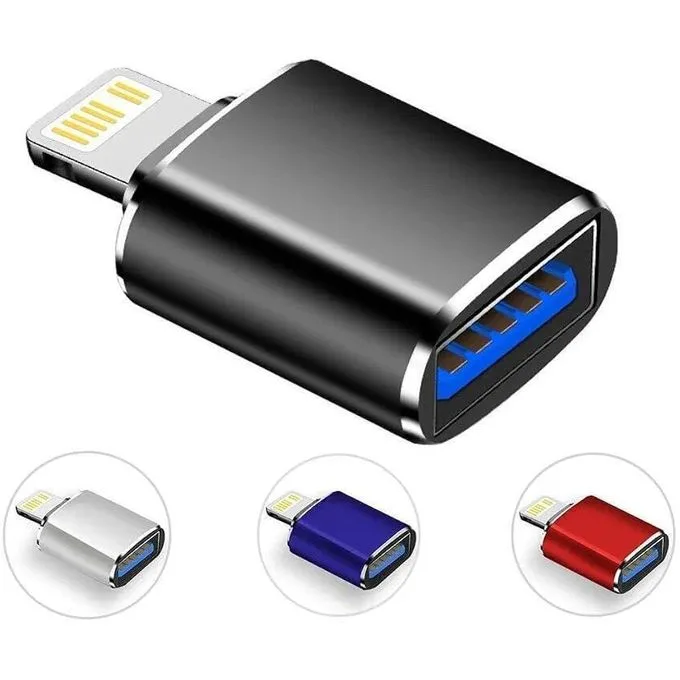 iPhone OTG Adapter USB Female to Lightning Male Dongle for 14 13 11 12 Pro Max Xr X Xs 8 7 Se Plus Camera Card Reader USB Flash Drive Mouse Keyboard Hub