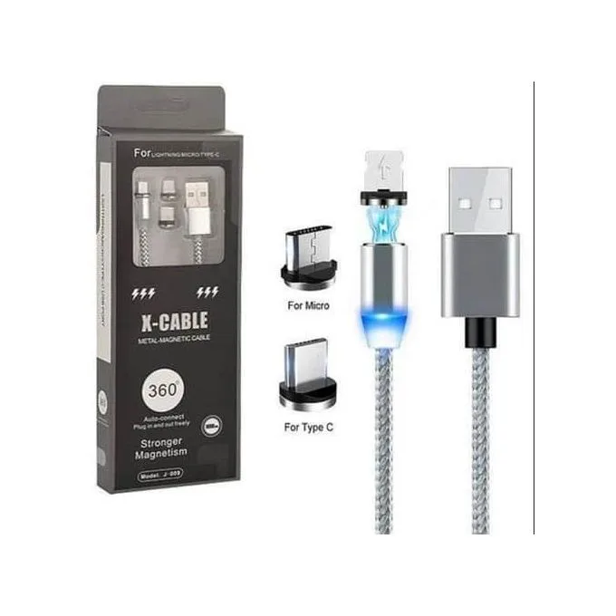 Magnetic Charging Cable 3in1 Lightning + Micro-USB +USB-C