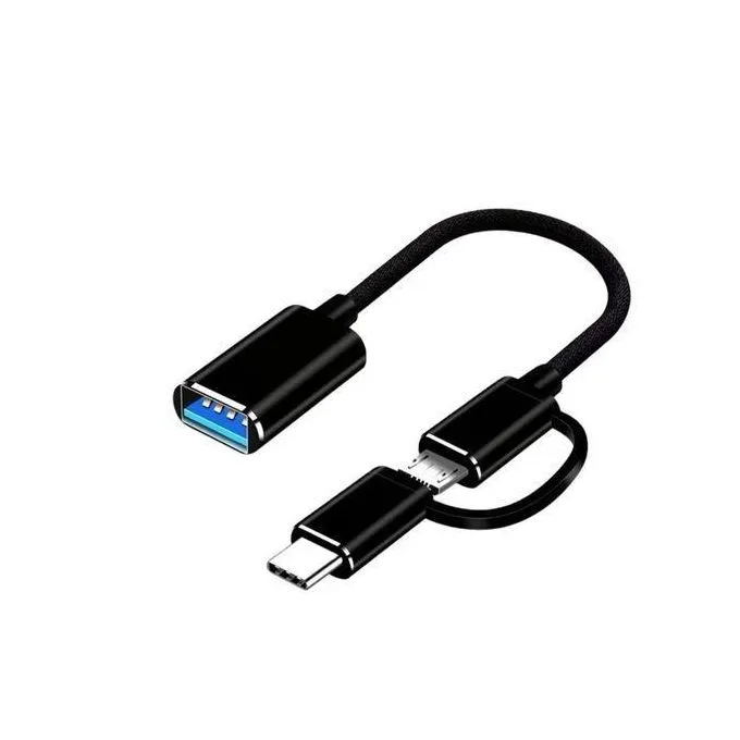 OTG USB-C to USB Adapter 2 In 1 Adapter Cable. Micro-USB USB-C Male to USB Female OTG Cable