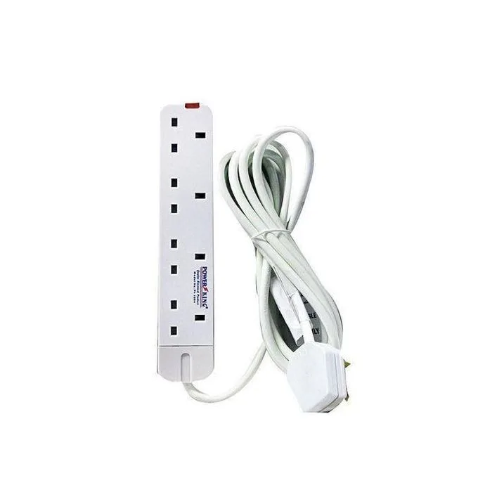 Power King 4 Way Extension Cable - 3 Meters Long - White