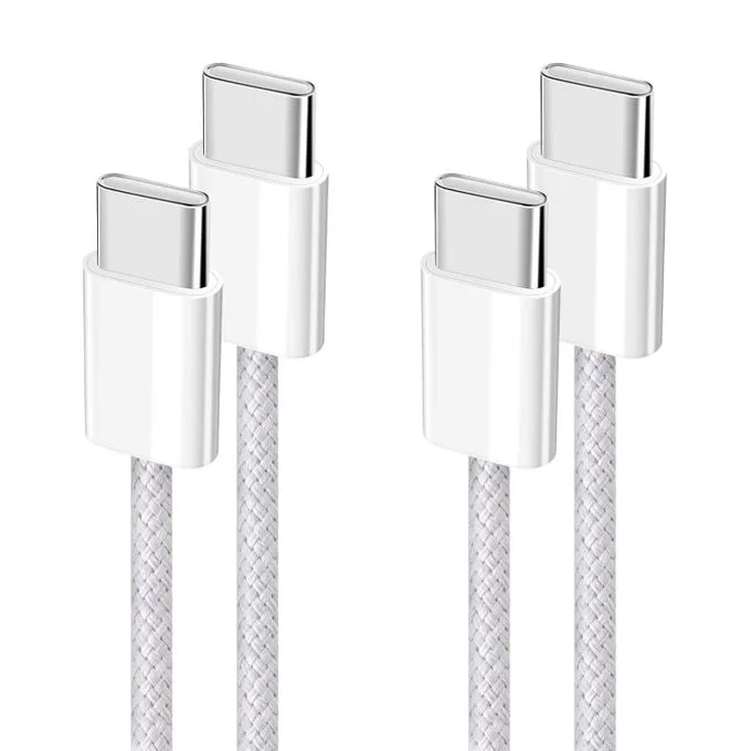 USB-C to USB-C Fast Charging Cable (2-Pack) - Braided USB-C Power & Data Cable