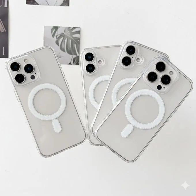 iPhone Models Transparent MagSafe MagSafe-Compatible Clear Case - Shockproof Protective Cover