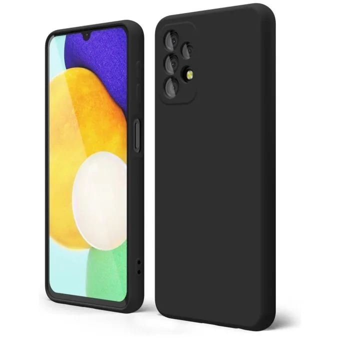 Samsung Galaxy A32 5G Liquid Silicone Case - Soft-Touch Shockproof Protective Cover - Black