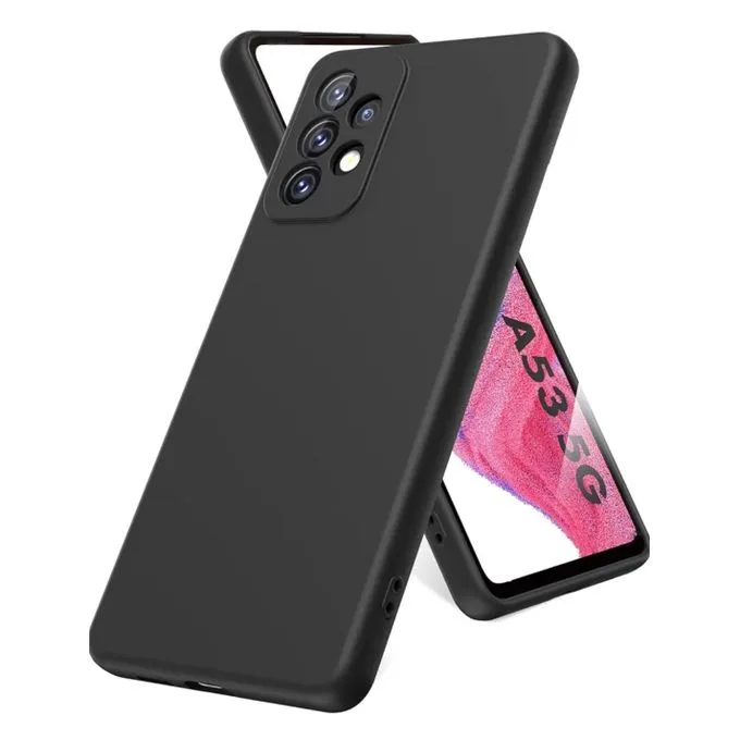 Samsung Galaxy A53 Liquid Silicone Case - Soft-Touch Shockproof Protective Cover - Black