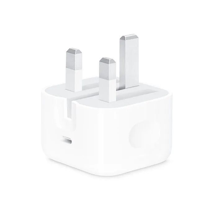 25W iPhone USB-C PD Power Adapter Charger 3 Pin (UK Pin) Foldable Travel Adapter - White