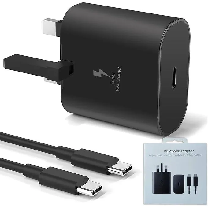 25W Samsung Charger, Samsung USB-C Charger With 1M USB-C To C Cable, Samsung Fast Charger, Fast Charging