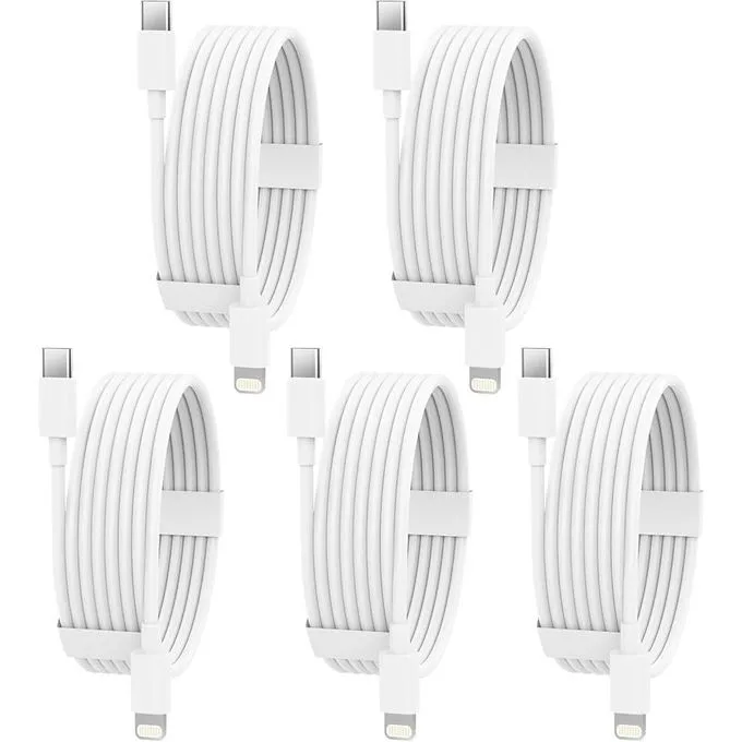 5-Pack USB-C to Lightning Fast Charging Cable - Durable, Tangle-Free iPhone Charger (1M)