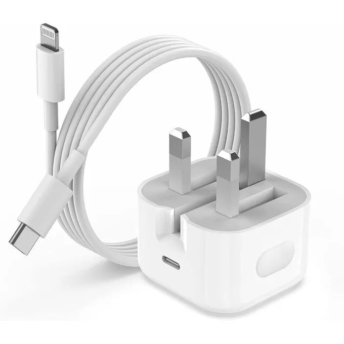 iPhone 13pro Max Charger 25W USB-C Power Adapter With USB-C to Lightning Cable White