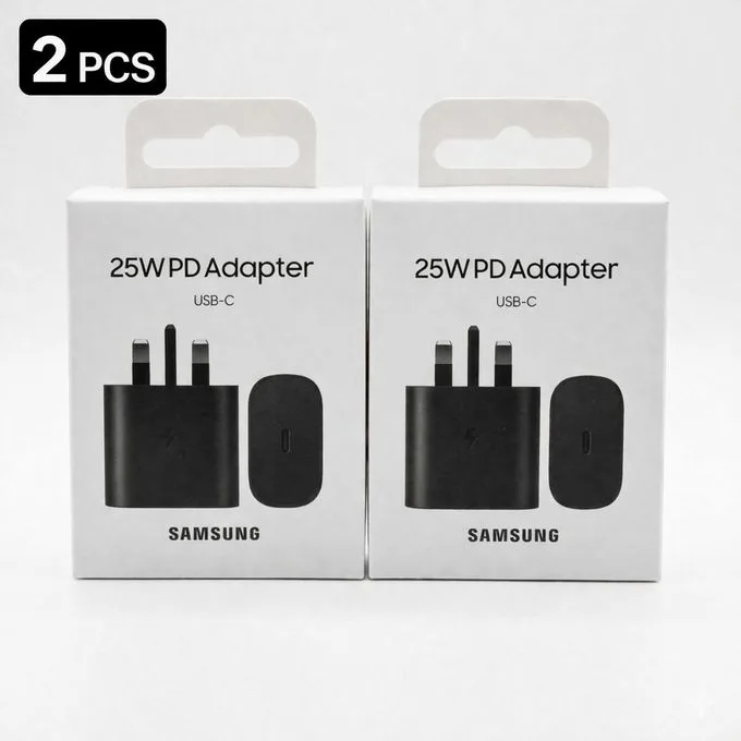 Samsung 25W USB-C Fast Charger Adapter 2PCS Twin Pack (UK Plug)