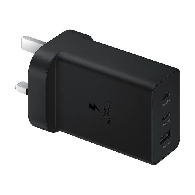 Samsung 65W 3 Ports Super Fast Charger Triple Port Trio PD Power Adapter with USB Cable-C Heavy Duty Charger