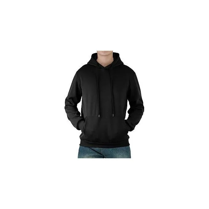 Mens Hooded Sweatshirt Casual Long Sleeve Fleece Hoodies Drawstring Workout Pullover with Kanga Pocket Black