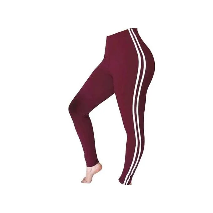 Striped Leggings - Maroon