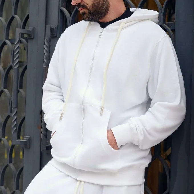 Unisex Full-Zip Hoodie - Classic Cotton Blend Jacket