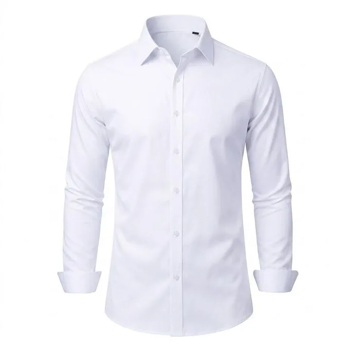 Men's Long-Sleeve Formal Office Shirts Business Workwear - White - Business Workwear for Office, Events & Smart-Casual Dressing