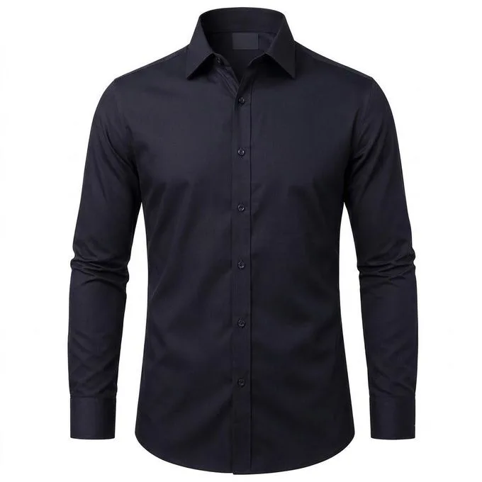 Men's Long-Sleeve Formal Office Shirts - Black