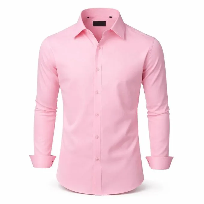 Men's Long-Sleeve Formal Office Shirts - Pink