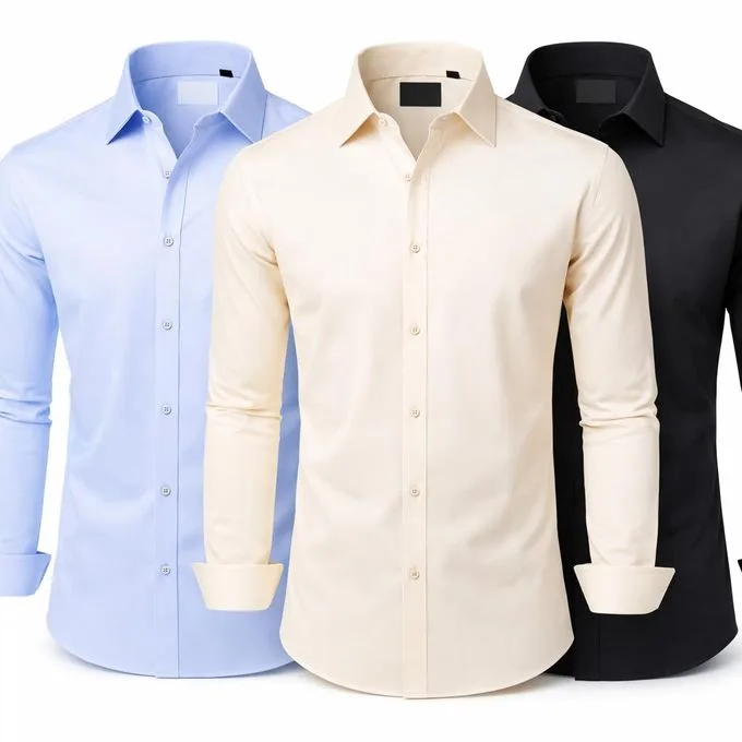 3-Pack Men's Long-Sleeve Formal Office Shirts - Black/Blue