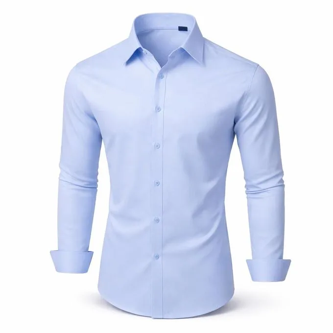 Men's Long-Sleeve Formal Office Shirts - Blue