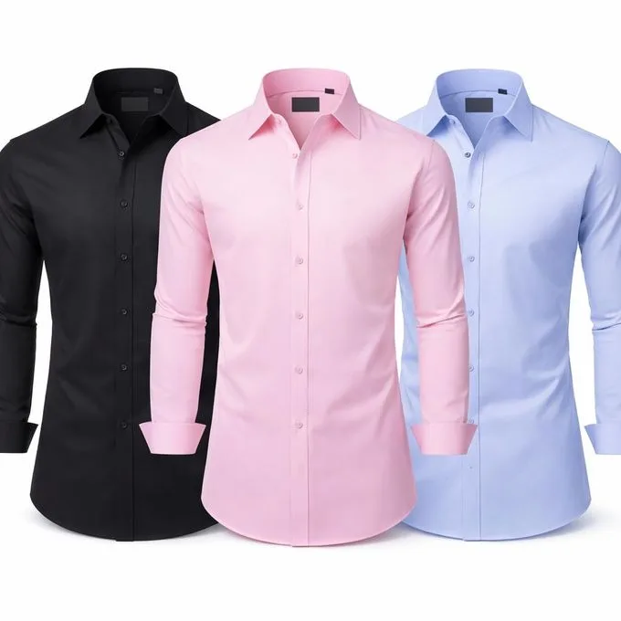 3-Pack Men's Long-Sleeve Formal Office Shirts - Black/Blue