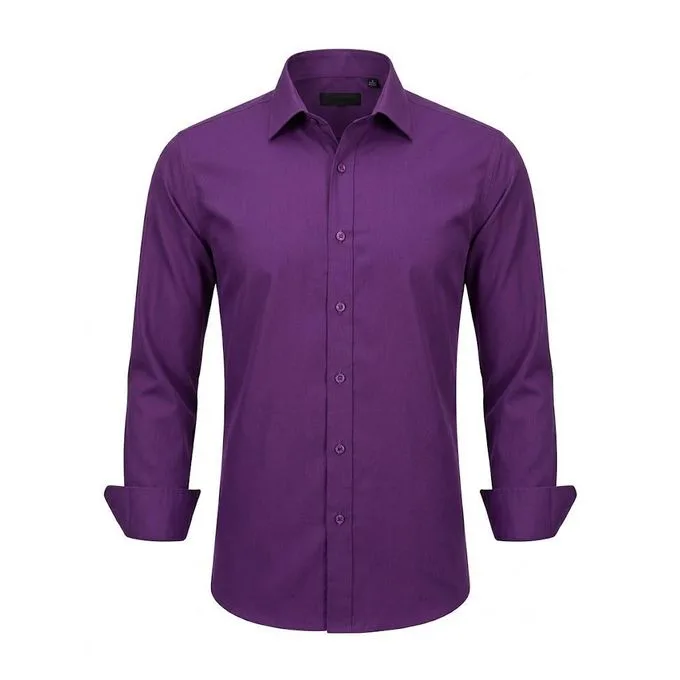 Men's Long-Sleeve Formal Office Shirts - Purple