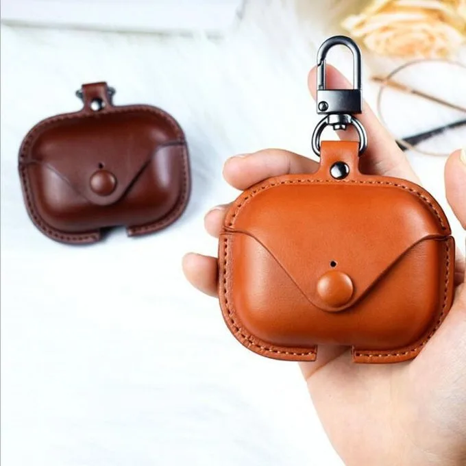 Airpods Pro 2nd Generation case, PU Leather case Protective Case with Keychain for New Airpods Pro 2 Case - Brown