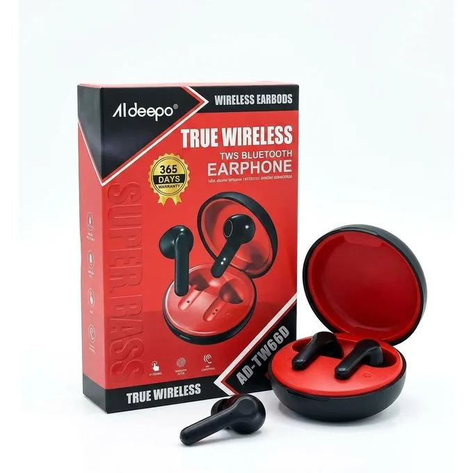 Aldeepo AD-TW680 True Wireless Bluetooth Earbuds - Super Bass, HD Calls, Long Battery Life