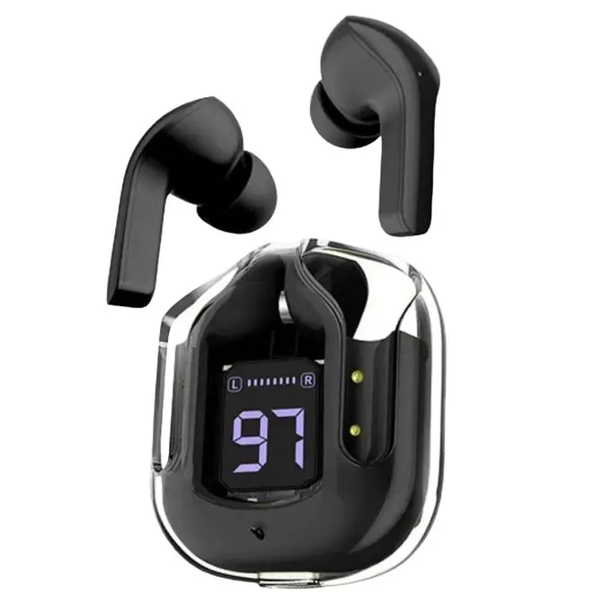 Ultrapods Pro True Wireless Earbuds with Display - Transparent Design - Black