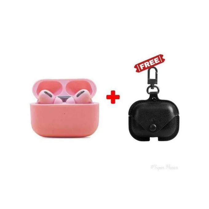 Wireless Earbuds with Free Stylish Protective Leather Case - Pink