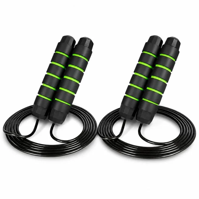2PCS Adjustable Speed Jump Rope - Fitness Skipping Rope with Foam Handles for Workout & Cardio