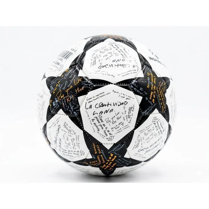 Custom Graphic Soccer Ball - Size 5 Training & Match Ball, Star Panel Design with Motivational Typography