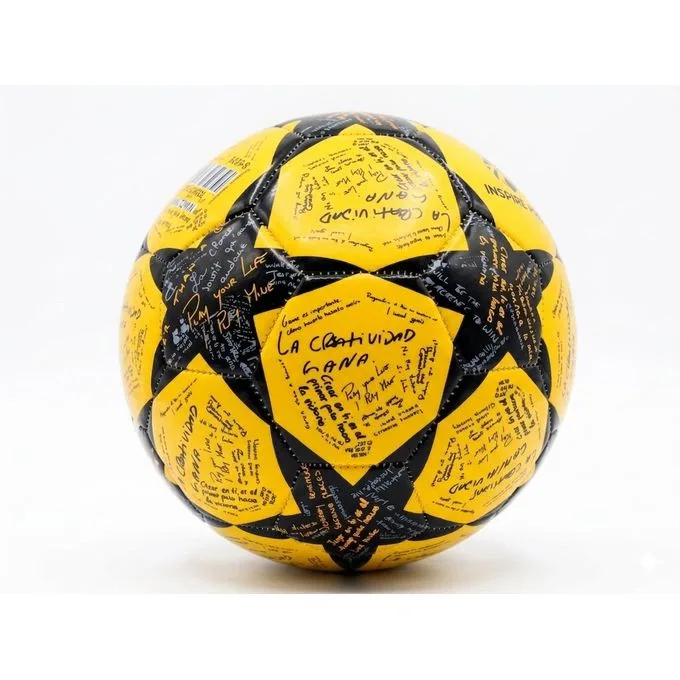 Custom Graphic Soccer Ball - Size 5 Training & Match Ball, Star Panel Design with Motivational Typography