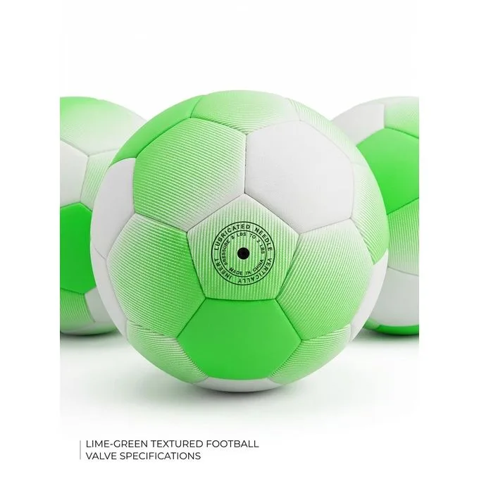 Size 5 Neon Lime & White Textured Football - High-Visibility Training & Match Soccer Ball, Textured Panels for Enhanced Control, Durable All-Weather