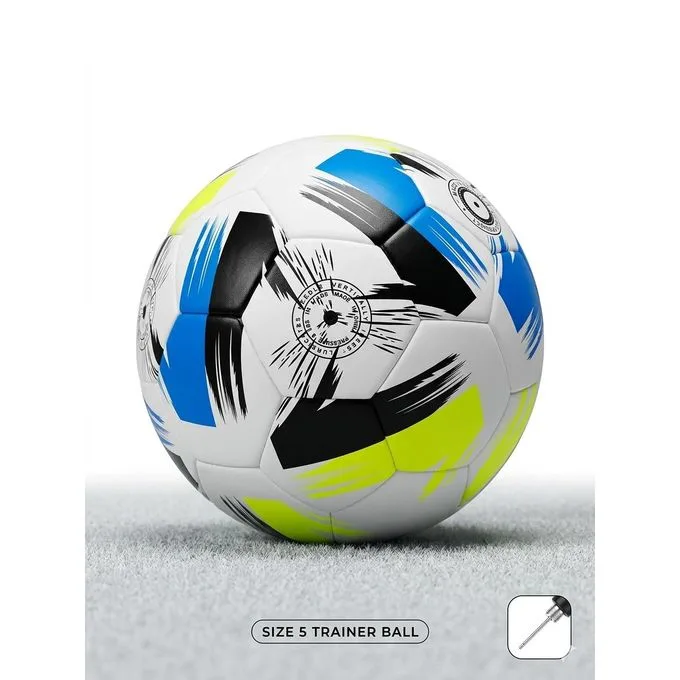 Size 5 Trainer Soccer Ball - High-Visibility Multi-Color Brushstroke Football
