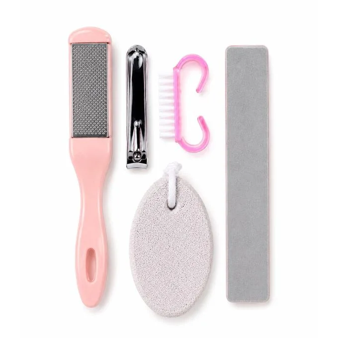 5-in-1 Professional Manicure & Pedicure Kit - Foot Care Set (Pink)