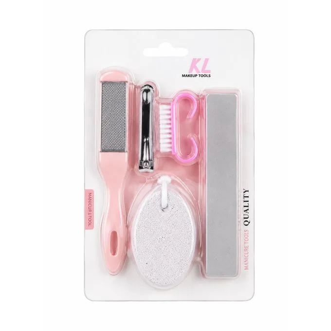 5-in-1 Professional Manicure & Pedicure Kit - Foot Care Set (Pink)