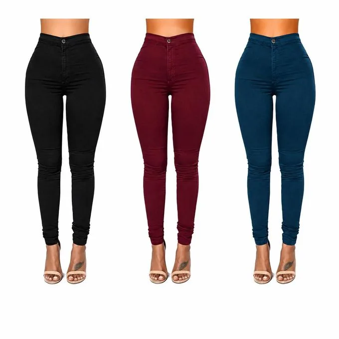 3-Pack Women's High-Waist Stretch Jeans - Dark Blue/Black