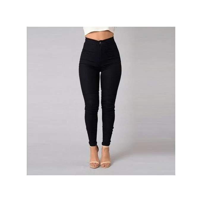 Women's High-Waist Stretch Jeans - Black