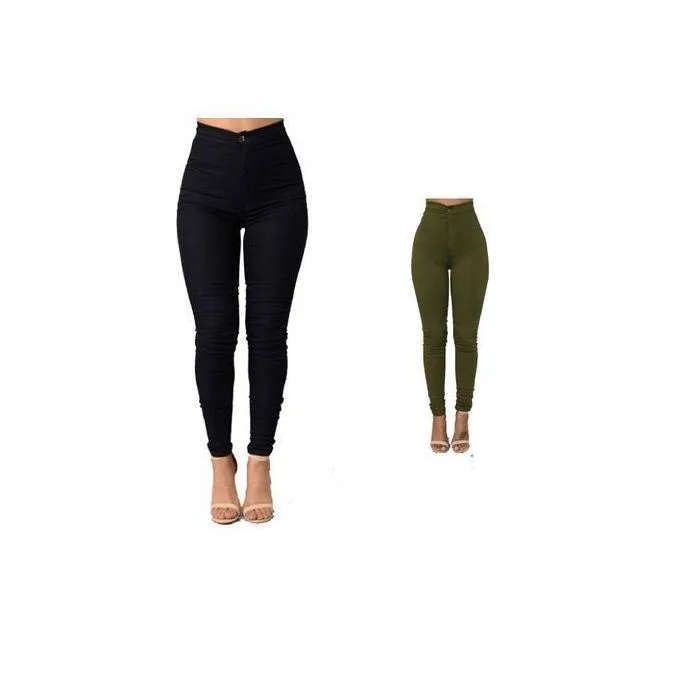 2-Pack Women's High-Waist Stretch Jeans - Black/Green