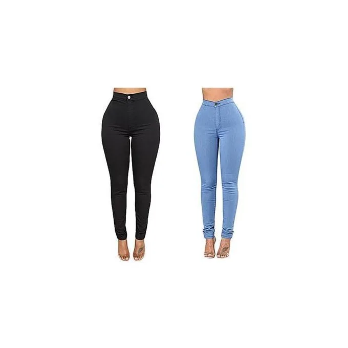 2-Pack Women's High-Waist Stretch Jeans - Black/Blue