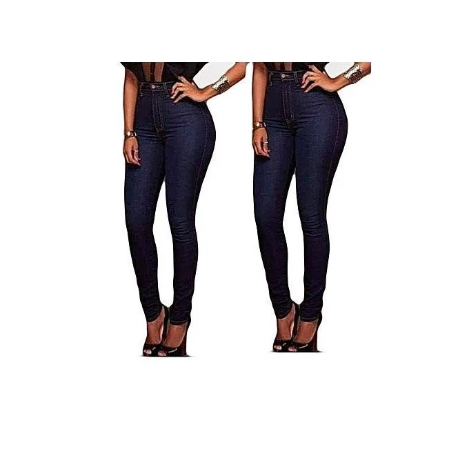 Women's High-Waist Stretch Denim Jeans - Dark Blue