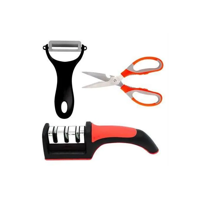 3 Stage Knife Sharpener - Peeler and Multifunctional Kitchen Scissors