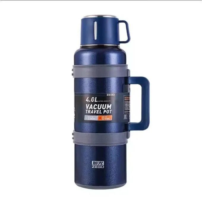 Zego 4L/3L Flask Stainless Steel Big Capacity Flask, Thermos Bottle 3L / 4L Outdoor Travel Coffee Mugs Thermal Vacuum Water Bottle Thermal Mug