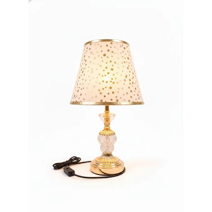 Elegant Gold Dot Table Lamp with Crystal Accent Base - Dimmable Bedroom & Living Room Lighting