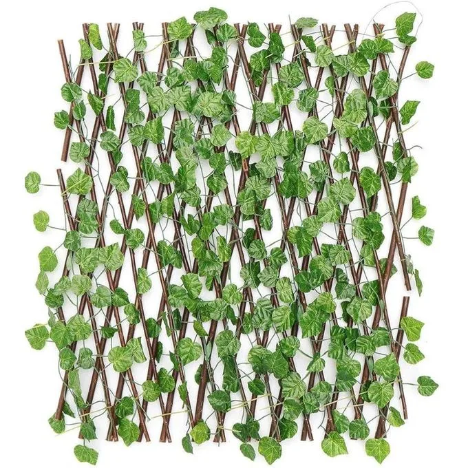 Expandable Grass Fence Artificial Hedge Green Leaves Trellis for Wall Decor & Garden Decoration - Medium Size
