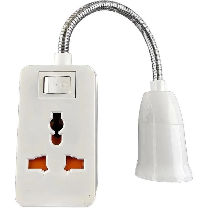 Lamp Bulb Holder with Switch and Universal Socket Extension Adapter 360° Turn or Night Lamp Holder 60W Max AC220-240V 50-60HZ (Screw Connection)
