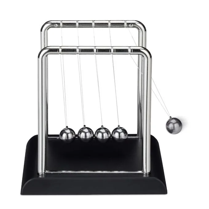 Newtons Cradle Balance Balls, Pendulum Balls with Black Base, Newtons Cradle Pendulum, Desk Decor for Men, Physics Toys, Metal Creative Ornament Crafts